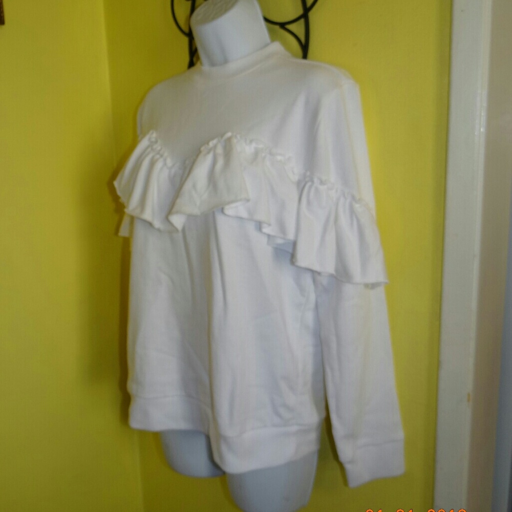 Forever 21 White Ruffle Sweater - Picture 2 of 4